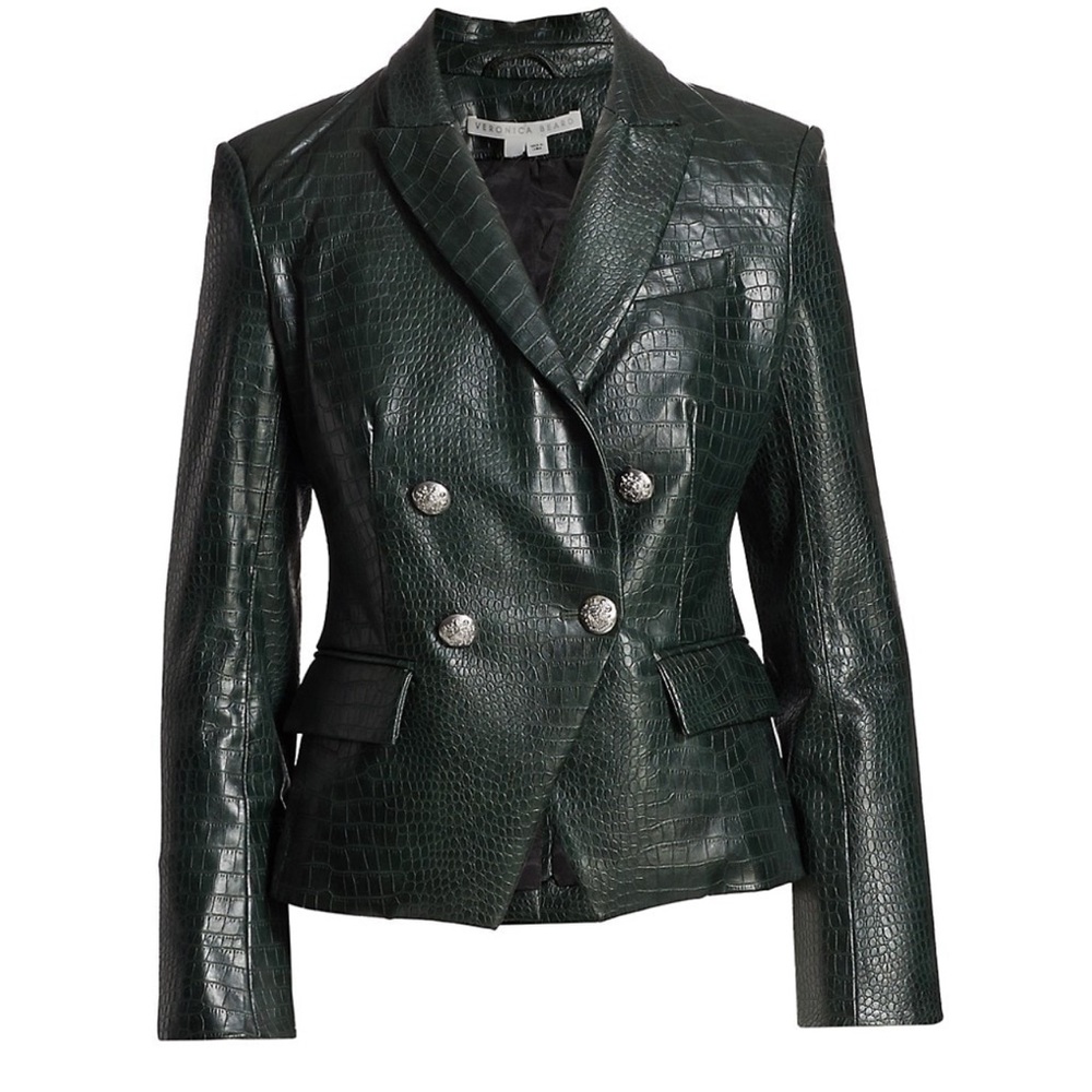 Veronica Beard Faux Leather Jacket -SZ 2 Green
